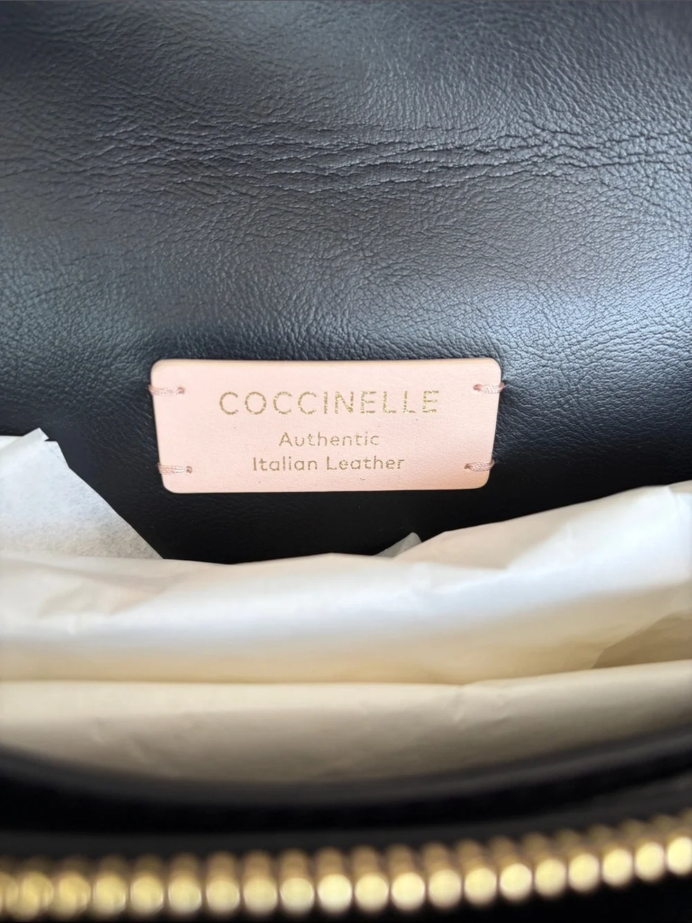 Coccinelle Black Pebble Leather Crossbody Bag with Gold Buckle - Picture 9 of 13